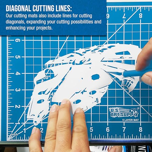 U.S. Art Supply 9"x12" Self-Healing Cutting Mat 5-Ply Pink/Blue | Double-Sided Pink/Blue Craft Mat, Non-Slip Cutting Mats for Crafts, Sewing, Quilting, Scrapbooking - color: Pink/Blue