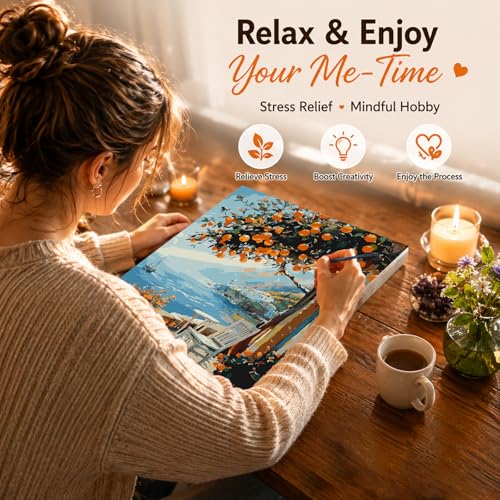 AUKELHJ Paint by Numbers Kit for Adults Beginner, Landscape, 16X20 Inch - color: 02-Landscape