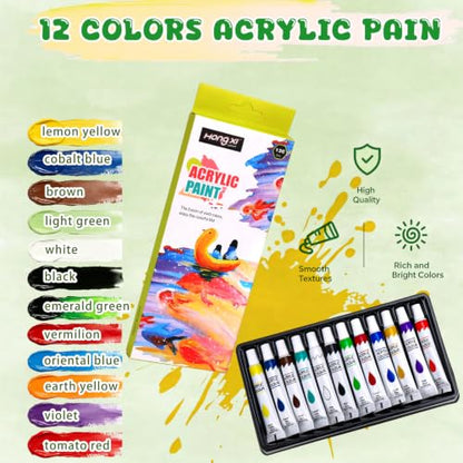 Painting Kit 2 Person Acrylic Art Set with Canvas, Easel, Brushes & Paints, DIY Creative Gift for Beginners - color: 2 Set Painting Kit