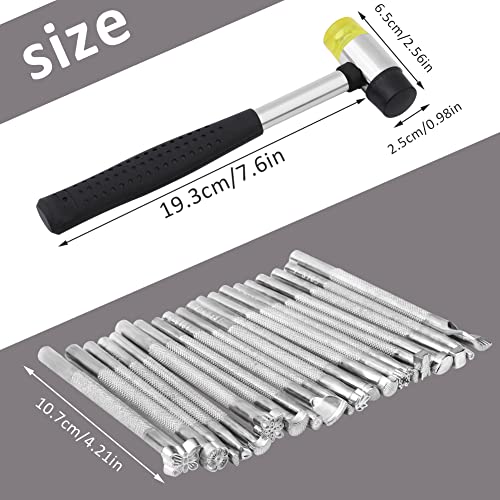 Leather Stamps, 21 PCS Leather Stamping Tools with Rubber Hammer - size: 21 PCS