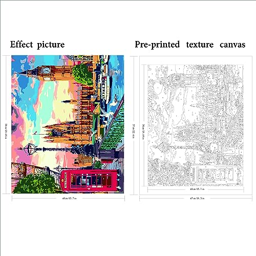 QUITEDEW Paint by Number for Adults Beginner,City Paint by Numbers,Big Ben Paint by Number Suitable for Home Wall Decoration 16x20 Inch - color: A7-big ben