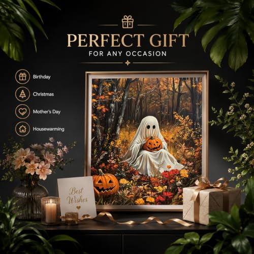 HITO Halloween Paint by Numbers Kit for Adults Ghost 16x20 Inch Frameless - color: Ghosts and Pumpkins