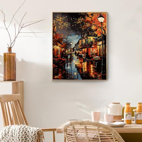 PRASIO Framed Paint by Numbers Kit for Adults Beginner, Landscape Adult Paint by Number Kits on Canvas Framed, DIY Acrylic Watercolor Oil Paint by Numbers with Frame for Gift Home Decor 16x20 Inch - color: XM-OP-F-ChampsElysees-4050