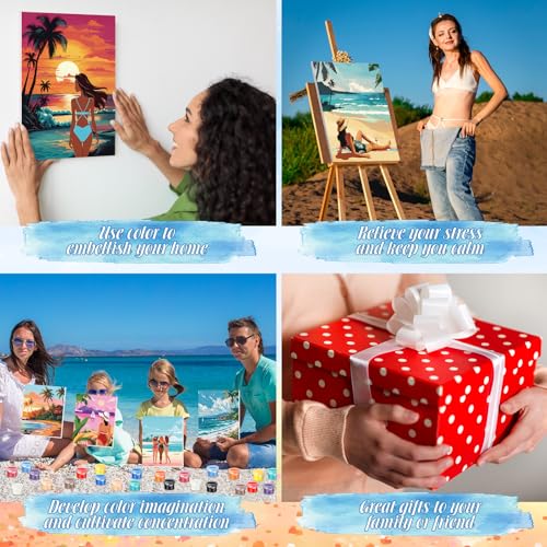 Harloon 36 Pcs 8 x 10 Inch Pre Drawn Canvas for Painting Afro Queen Pre Stretched Canvas Painting for Adults Sip and Paint Party Supplies Favor - style: Hawaiian
