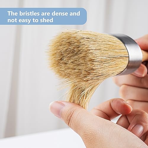 Mister Rui Chalk Wax Paint Brush 4 pcs, Large Wax Brush for Furniture | Natural Bristles Stencil Paint Brushes for All in One Paint, Acrylic Paint, Cabinets for Home Decor, Art Crafts, No Shedding - size: 4PCS, 1 Medium, 3 Small