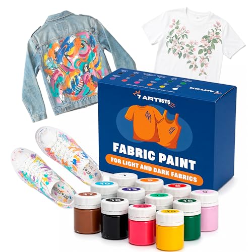 Fabric Paint Set for Clothes 12 Colors (20 ml/0.7 oz) – Permanent Textile Paint for T-Shirts, Shoes, Canvas & Tote Bags | Rich Colors Fabric Paints for DIY, Crafts | Washable After Drying - color: Paint Set 12 Colors x 20 ml