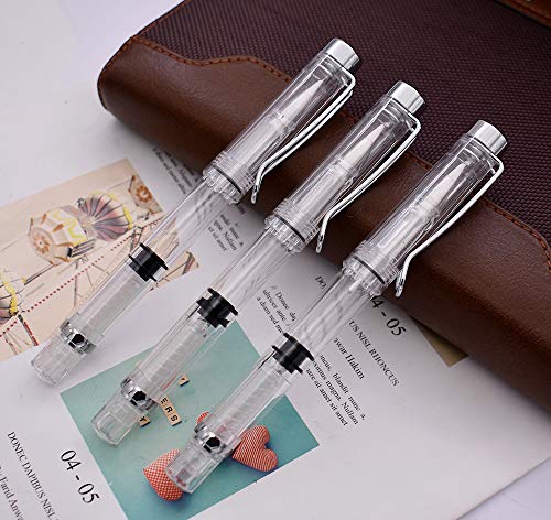3PCS Yongsheng 3009 Piston-Filled flexible Brush Tip Fountain Pen Fine to Broad For Sketch,Drawing,Scrapbook and Calligraphy Painting - color: Fountain Pen Brush