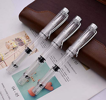 3PCS Yongsheng 3009 Piston-Filled flexible Brush Tip Fountain Pen Fine to Broad For Sketch,Drawing,Scrapbook and Calligraphy Painting - color: Fountain Pen Brush