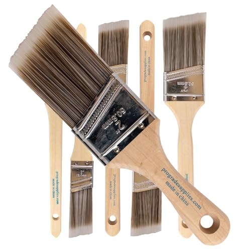 Vermeer Angled Paint Brushes, Paint Brush Set for Trim & Walls, 6 Pc | Interior & exterior | Furniture, cabinets, doors & fences | Latex & oil-based | Medium stiff bristles, softwood handles