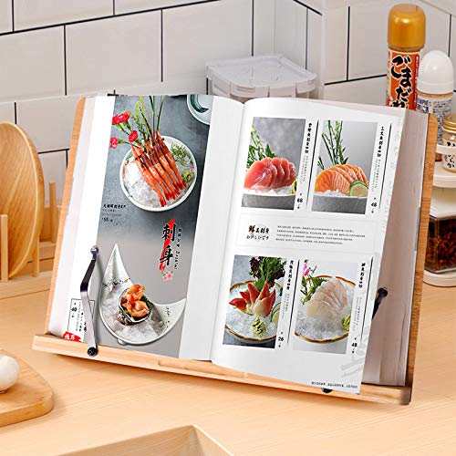 wishacc Book Stand XL-Large Size 15.4" x 11.0" Main Board-Adjustable Foldable Book Holder with Page Holder Clips - Holds Cookbooks, Receipe Books, Textbooks, Tablets, Laptops, Music Books, Documents - size: 15.4 x 11 inches