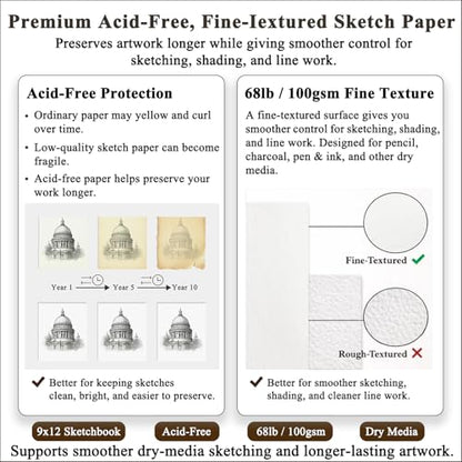 Fuxi 8x10 Sketchbook, Top Spiral-Bound Sketch Pads, 100-Sheets_68lb/100gsm - color: Brown, size: 10" x 8" (Pack of 1)