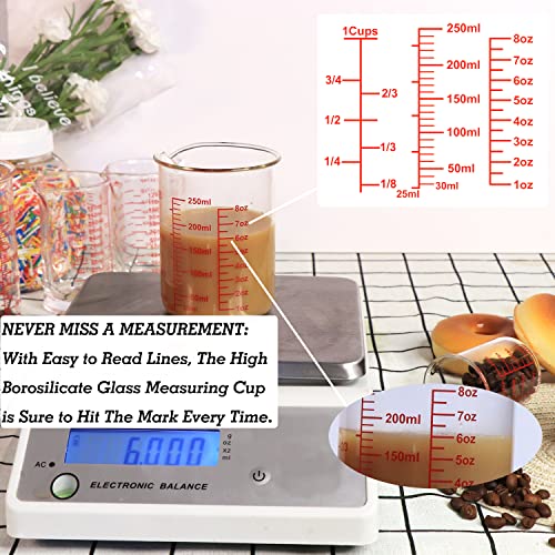 Ackers BORO3.3 Glass Measuring Cups with Spouts, 3-Piece Set, 60/120/250 ml - size: 60ml/120ml/250ml Measuring Cup Set