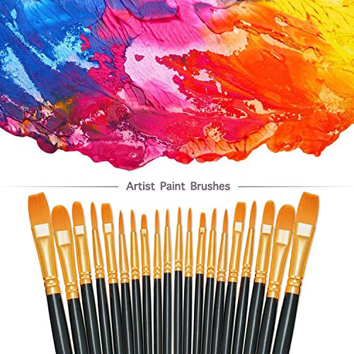 BOSOBO Paint Brushes Set, 10 Pack 100 Pcs Round Pointed Tip Paintbrushes Nylon Hair Artist Acrylic Paint Brushes for Acrylic Oil Watercolor, Face Nail Art, Miniature Detailing & Rock Painting, Black - color: Black, size: 10 Pack