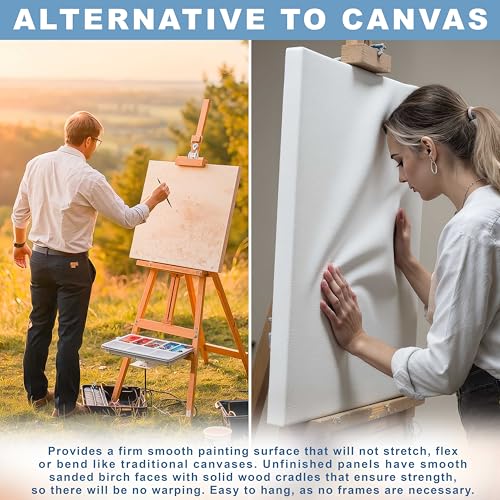 U.S. Art Supply 12" x 12" Unfinished Cradled Wood Panels for Painting, Studio 3/4" Deep (3 Pack) - Artist Depth Birch Wooden Wall Canvases - Mixed-Media Craft, Acrylic, Oil, Encaustic, Paint Pouring - size: 12" x 12", style: Square