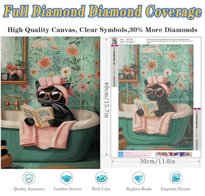 Dugsmgd Cat Diamond Art Kits for Adults, Diamond Painting Kits 12x16in - color: Black Cat