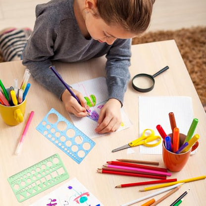 Circle Template Circle Stencil Circle Template for Drawing Circle Stencils Geometric Stencils Round Drawing Templates Plastic Transparent Ruler for School Office Supplies 2pcs