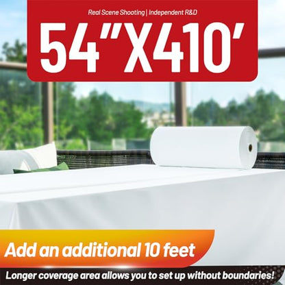 Plastic Table Cloth, 410 Ft X 54 In Disposable Tablecloth White Tablecloth | Plastic Tablecloth Roll with Sliding Cutter Premium Waterproof Plastic Table Cover Roll for Picnics, Party, Birthday, Wedding - color: White, size: 4920" x 54" (Rectangular)