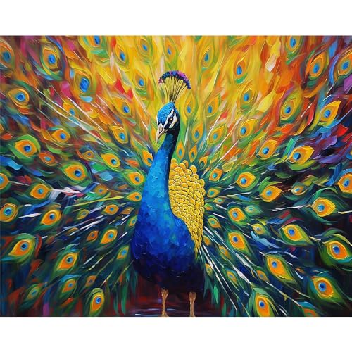 Natuyalo Peacock Paint by Numbers Kit for Adults - Animal Paint by Number on Canvas Without Frame, DIY Acrylic Painting for Ideal Gift Home Wall Decor (16x20 Inch) - color: ART-02