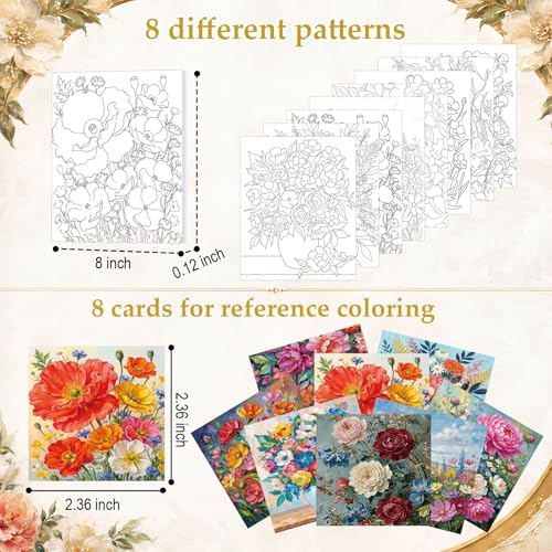 Cholemy 36 Pcs Paint and Sip Kit Gift for Adults 8''x10'',Summer Flowers | Pre Drawn Canvas, Painting DIY Afro Acrylic Painting Kit, Wood Easel Brushes, Date Night Bulk, Summer Halloween Party - style: Summer Flowers