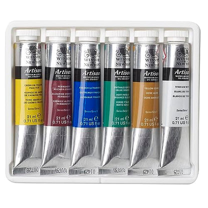 Winsor & Newton Artisan Water Mixable Oil Color Paint, Starter Set, 0.71-oz (21ml) Tubes, Set of 6 - style: Starter Set 6 x 0.71-oz