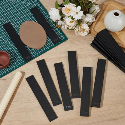 BENECREAT 14Pcs Polymer Clay Depth Guide, 2/3/4/5/6/7/10mm Black Clay Roller Guide, Acrylic Polymer Clay Tool Set, Mudboard Tools for Pottery, 6x1 Inch - color: Black