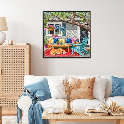 Paint by Numbers Kit for Adults, Cozy Backyard Number Painting Canvas Kit - color: LBOPNFP13