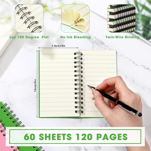 Jutom 18 Pcs Small Spiral Notebook Memo Pad 3x5, Pink Green - color: Pink Green