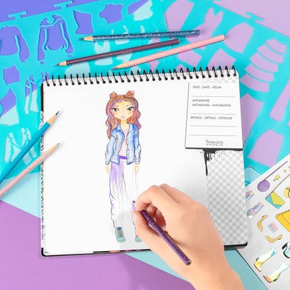 Fashion Angels Streetwear Design Portfolio | Includes 30 Sketch Sheets, Stencil Sheets, Stickers & Inspiration Guide, Ideal Drawing Kit for Girls Ages 6+ - color: Streetwear Design
