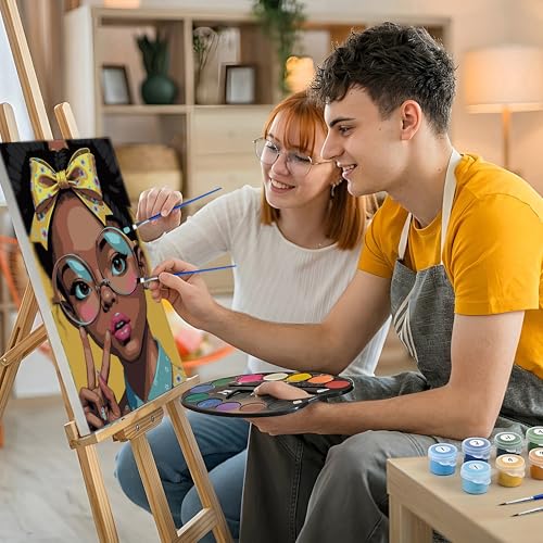 HeeBenor Framed Paint by Numbers Kit for Adults, Black Women, 8x12 Inch - color: Black Women 043