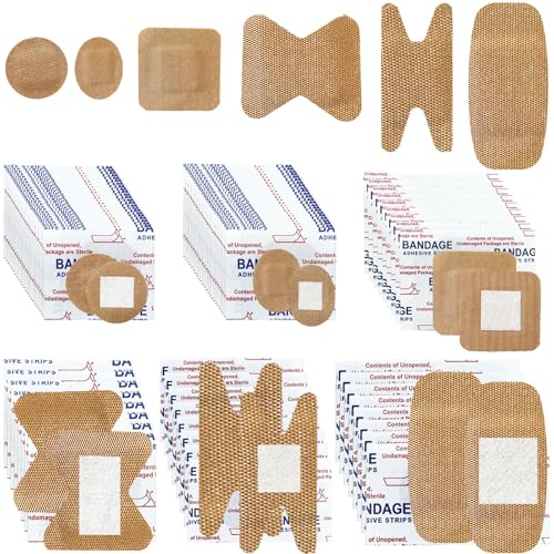120Pcs Breathable Fabric Small Bandages, Round Oval and Square Flexible Adhesive Strips for Face and Small Wounds Protection Care(Multi-Style) - style: 120 Pieces Multi Style Set