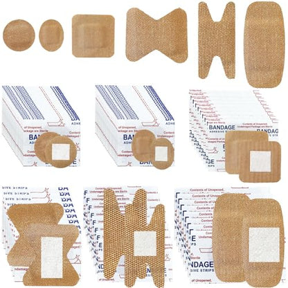 120Pcs Breathable Fabric Small Bandages, Round Oval and Square Flexible Adhesive Strips for Face and Small Wounds Protection Care(Multi-Style) - style: 120 Pieces Multi Style Set