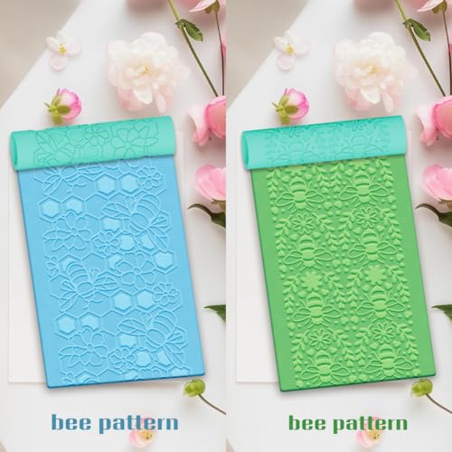 ACRNIGHEET 5 Pcs Polymer Clay Texture Roller, Bee Themed Embossing Rollers Pottery Stamp, Like Texture Sheets Work with Polymer Clay Cutters, Clays Jewelry Making Kit with Storage Box - color: Bee