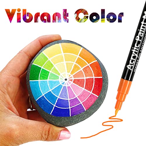 Acrylic Paint Pens for Rock Painting,Set of 24 Extra Fine Point Non-toxic Acrylic Paint Pen Paint Markers for Stone,Ceramic,Glass,Wood,Canvas,Fabrics DIY Crafts