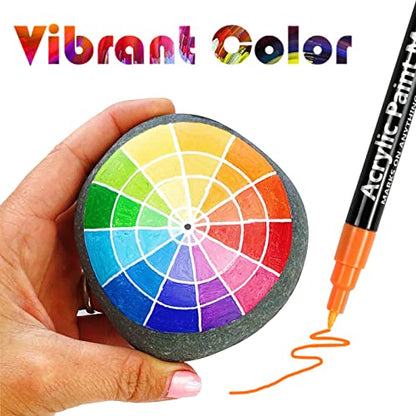 Acrylic Paint Pens for Rock Painting,Set of 24 Extra Fine Point Non-toxic Acrylic Paint Pen Paint Markers for Stone,Ceramic,Glass,Wood,Canvas,Fabrics DIY Crafts