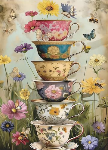 Diamond Art Kits for Adults-Vintage Flower Cup Diamond Painting Wall Art - color: DP03458