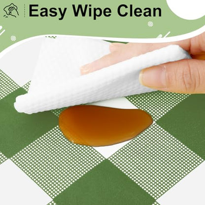 misaya 4 Packs 54 x 78 Inch Buffalo Disposable Table Cloth, Waterproof Plastic Tablecloth, Rectangle Sage Green and White Checkered Table Covers for Picnic, Birthday, Party, Back to School - color: Sage Green and White, size: 54" X 78"