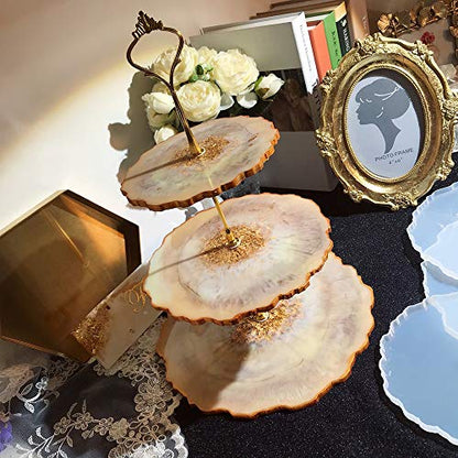 RESINWORLD Thick 3 Tier Resin Cake Stand Molds, Epoxy Resin Tiered Tray Mold, Geode Resin Silicone Casting Mold with Hardware Fittings for Making Cupcake Serving Stand