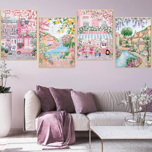 4 Packs City in Love Diamond Art Kits for Adults, Diamond Painting Kits for Adults for Beginners, DIY Valentine's Diamond Dots Art Kits, 5D Full Round Drill Gem Art Painting Kits for Decor, 12x16in - color: City in Love
