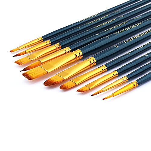 Transon 20pcs Bulk Artist Painting Brush Set for Acrylic Watercolor Gouache Hobby Craft Face Rock Painting Green Black - color: Green Black