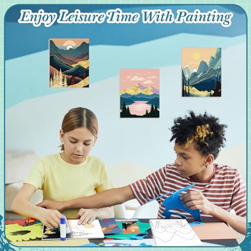 Sherr 12 Pcs Pre Drawn Canvas for Adults,Mountain Lake,8 x 10 Inch | Pre Printed Canvas, Sip and Paint Party Canvas Painting Kit, for Holiday Painting Crafts Favor - size: 8 x 10 Inch, style: Mountain Lake