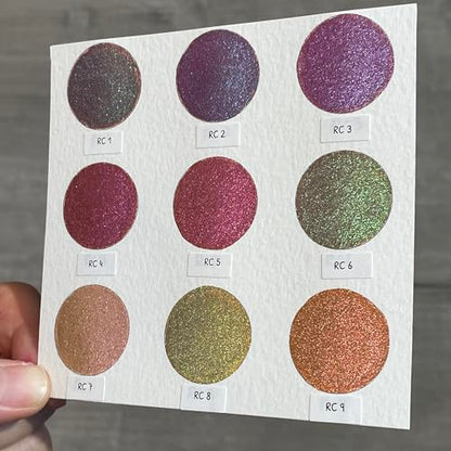 IUILE Handmade Watercolor Paints - RC Dot Card (9 colors). Color Shift, Metallic, Shiny, Shimmer - color: RC Dot