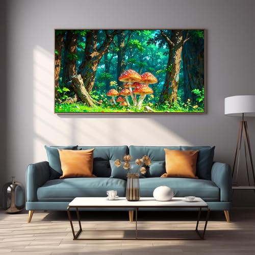 DDGEMART 5D Diamond Painting, Full Drill Enchanted Forest Mushroom Wild Woods Art for Adults, Large 28x16 Inch - color: Enchanted Forest Mushroom
