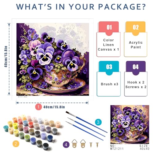 Flower Paint by Numbers Kit for Adults, Paint by Number for Adults Flowers - color: Pansy