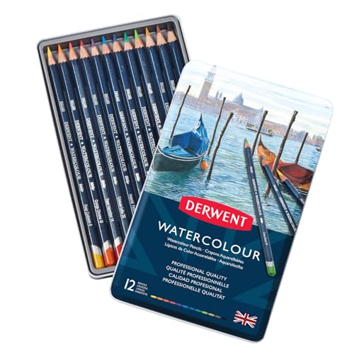 Derwent Colored Pencils, Watercolour, Water Color Pencils, Drawing, Art, Metal Tin, 12 Count (32881) - size: 12 Count (Pack of 1), style: Metal Tin
