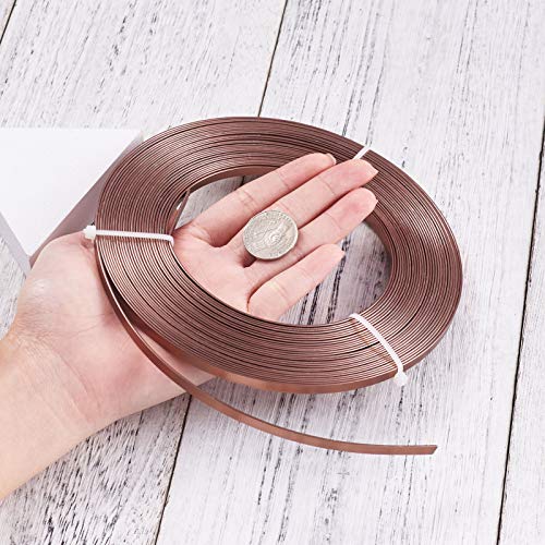Fashewelry 32.8Ft 5mm Aluminum Flat Wire Solid Bendable Metal Craft Wire Strip for Bezel Sculpting Armature Jewelry Making Gem Metal Wrap, Camel - color: Flat-5mm-Camel