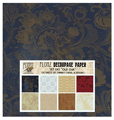 Decoupage Paper Pack (24 Sheets 6"x6") Old Oak FLONZ Vintage Styled Paper for Decoupage and Craft - color: One
