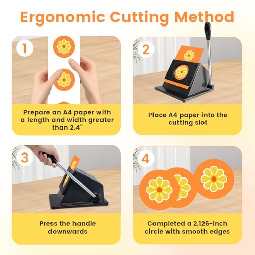 1.732"/44mm Button Paper Cutter,2.126"/54mm Diameter Circle Cutter Circle Punch,Graphic Punch, 54mmDie Cutter Round Paper Cutter for Making 1.732"/44mm Buttons Making(2.126"/54mm Cutting Diameter)