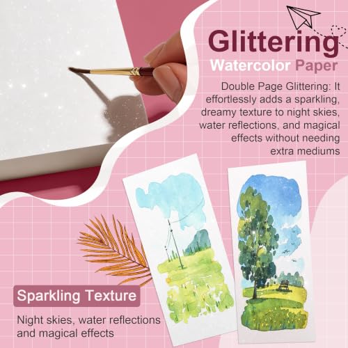 rubens Watercolor Paper Pad, 3.9 x 9.8 in Glitter Hot Pressed Papers - color: 3.93”x9.84”
