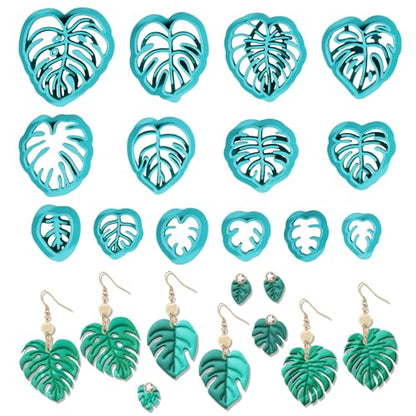 ORIGACH 14 Pcs Monstera Leaves Clay Cutters Set | Leaves Shape Tropical Plants Themed Polymer Clay Cutters for Earring Jewelry Making - style: Monstera Leaves
