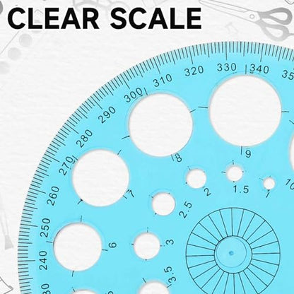 Circle Template for Drawing, Plastic Circle Stencil Geometric Circle Ruler for Drafting, Large and Small Circle Drawing Tool for School Office Supplies - color: blue